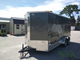Alternative view of Quality Cargo 7x16 TA Trailer - Charcoal, Barn Doors, Side Door, Electrical, Extra Height, AC, Windows