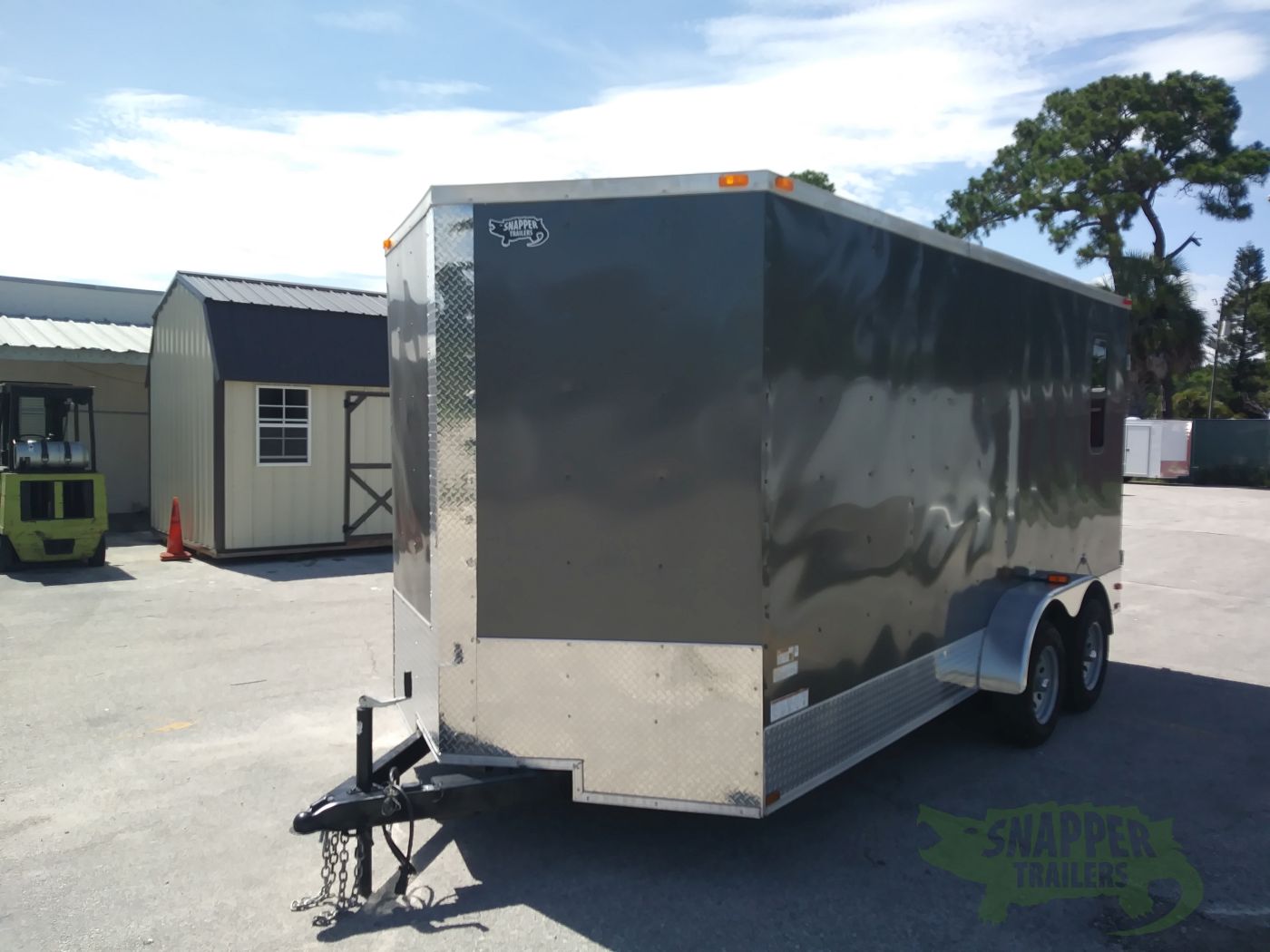 Quality Cargo 7x16 TA Trailer - Charcoal, Barn Doors, Side Door, Electrical, Extra Height, AC, Windows - Image 2