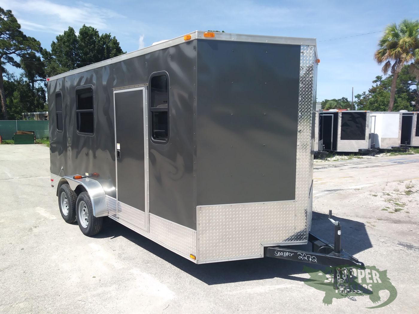 Quality Cargo 7x16 TA Trailer - Charcoal, Barn Doors, Side Door, Electrical, Extra Height, AC, Windows - Image 12