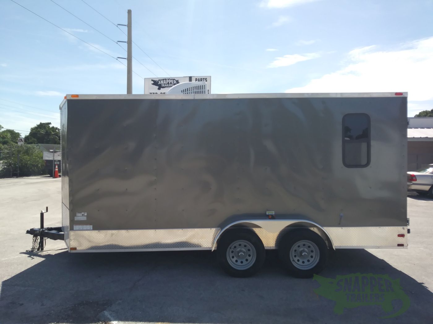 Quality Cargo 7x16 TA Trailer - Charcoal, Barn Doors, Side Door, Electrical, Extra Height, AC, Windows - Image 3