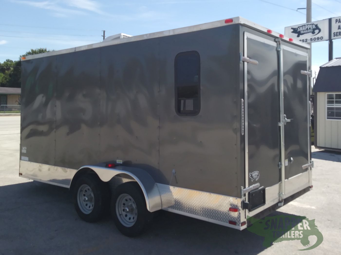 Quality Cargo 7x16 TA Trailer - Charcoal, Barn Doors, Side Door, Electrical, Extra Height, AC, Windows - Image 5