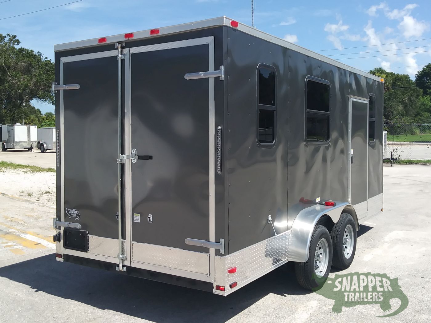 Quality Cargo 7x16 TA Trailer - Charcoal, Barn Doors, Side Door, Electrical, Extra Height, AC, Windows - Image 9