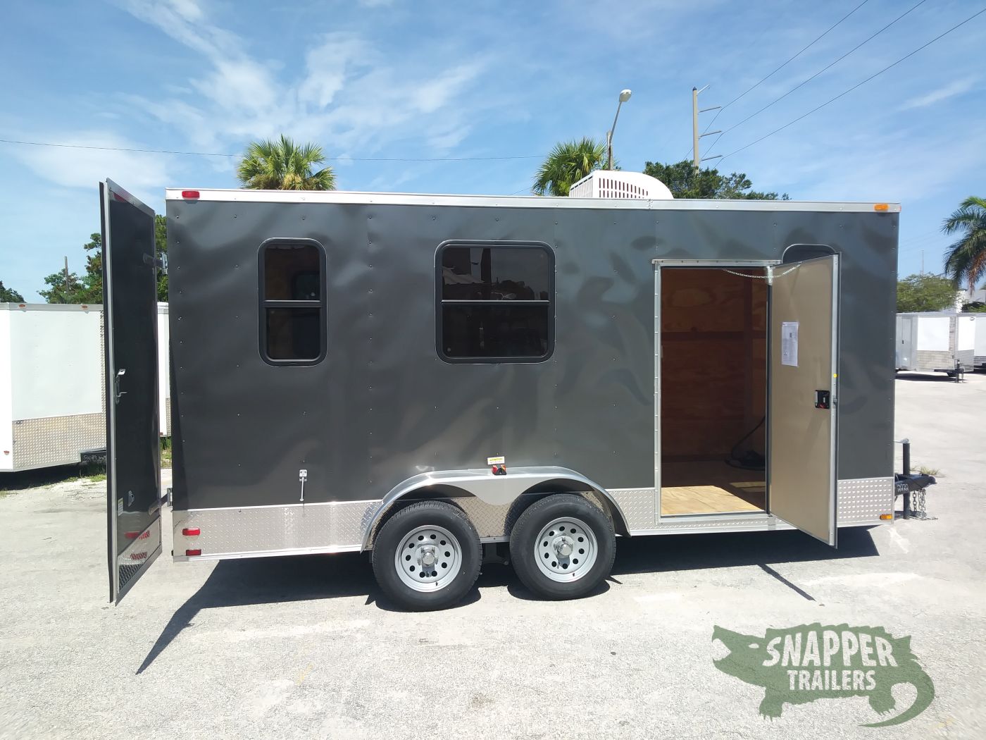 Quality Cargo 7x16 TA Trailer - Charcoal, Barn Doors, Side Door, Electrical, Extra Height, AC, Windows - Image 10