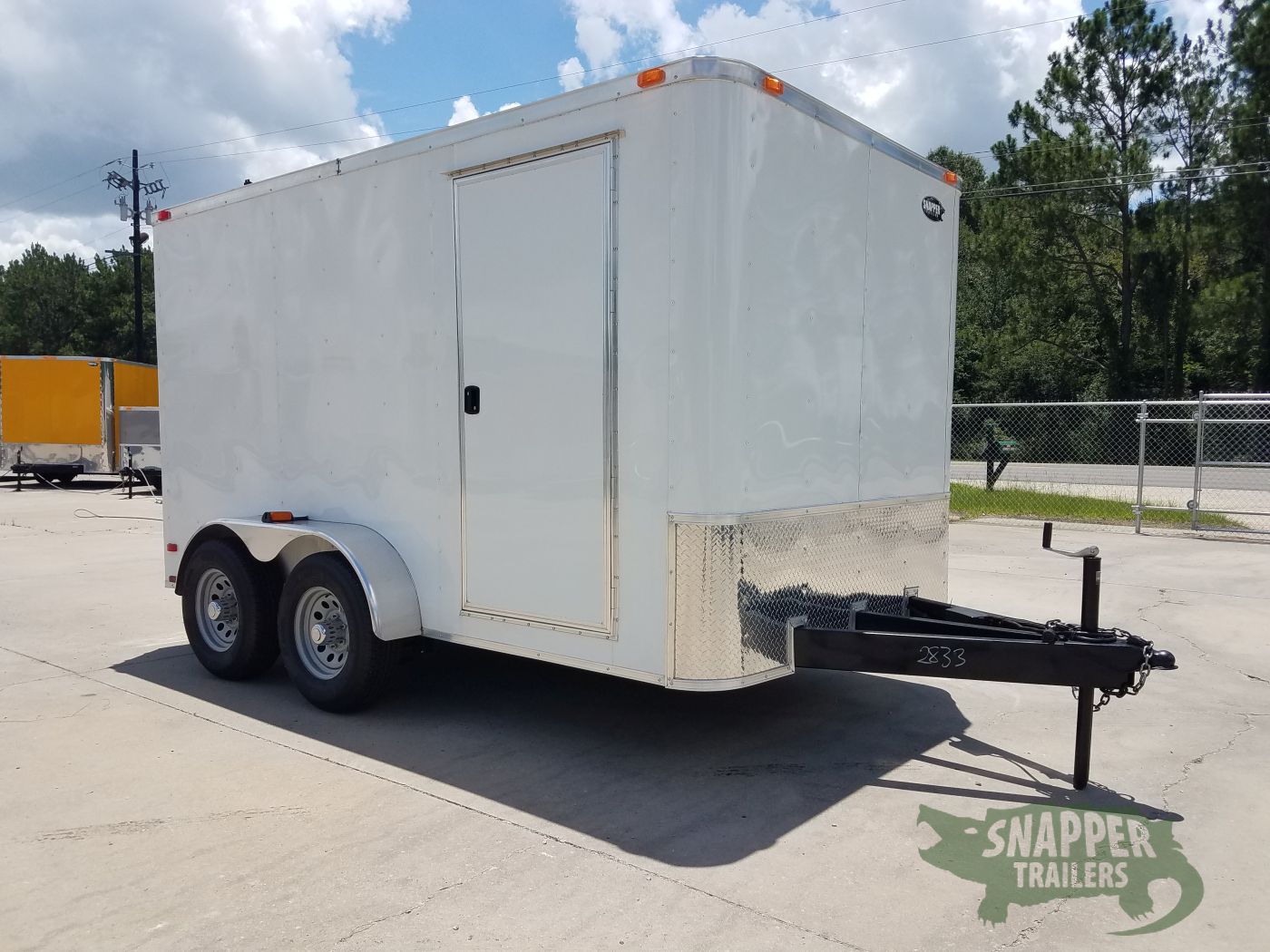 Quality Cargo 7x12 TA Trailer - White, Flat Ront, Ramp, Side Door, 5200 lbs Axles, Extra Height