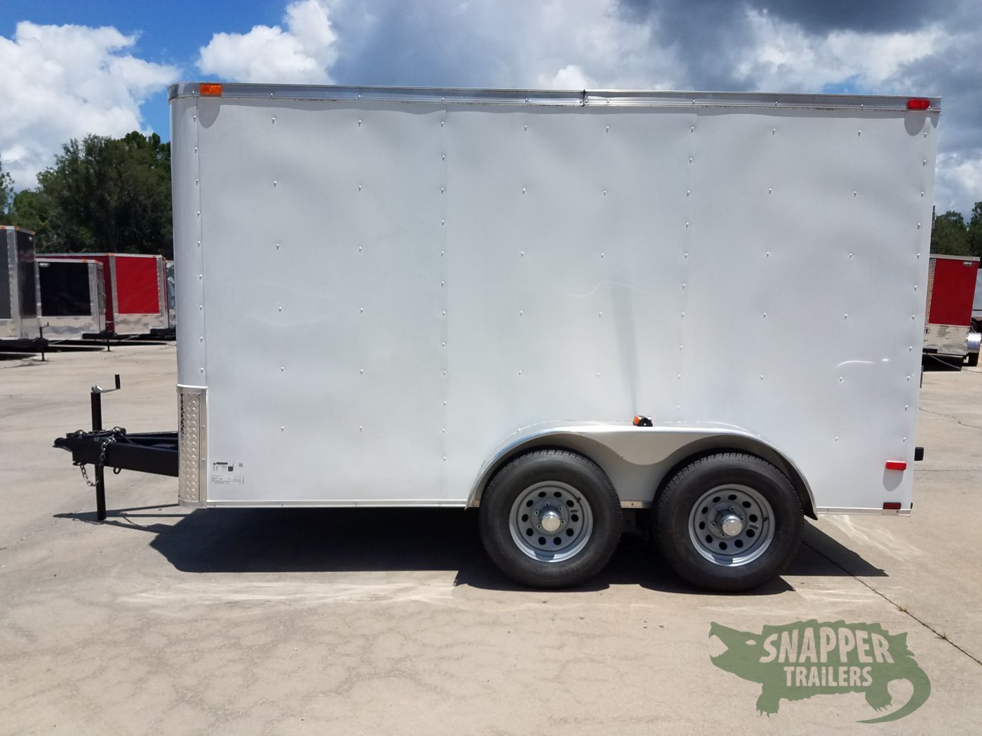 Quality Cargo 7x12 TA Trailer - White, Flat Ront, Ramp, Side Door, 5200 lbs Axles, Extra Height - Image 3