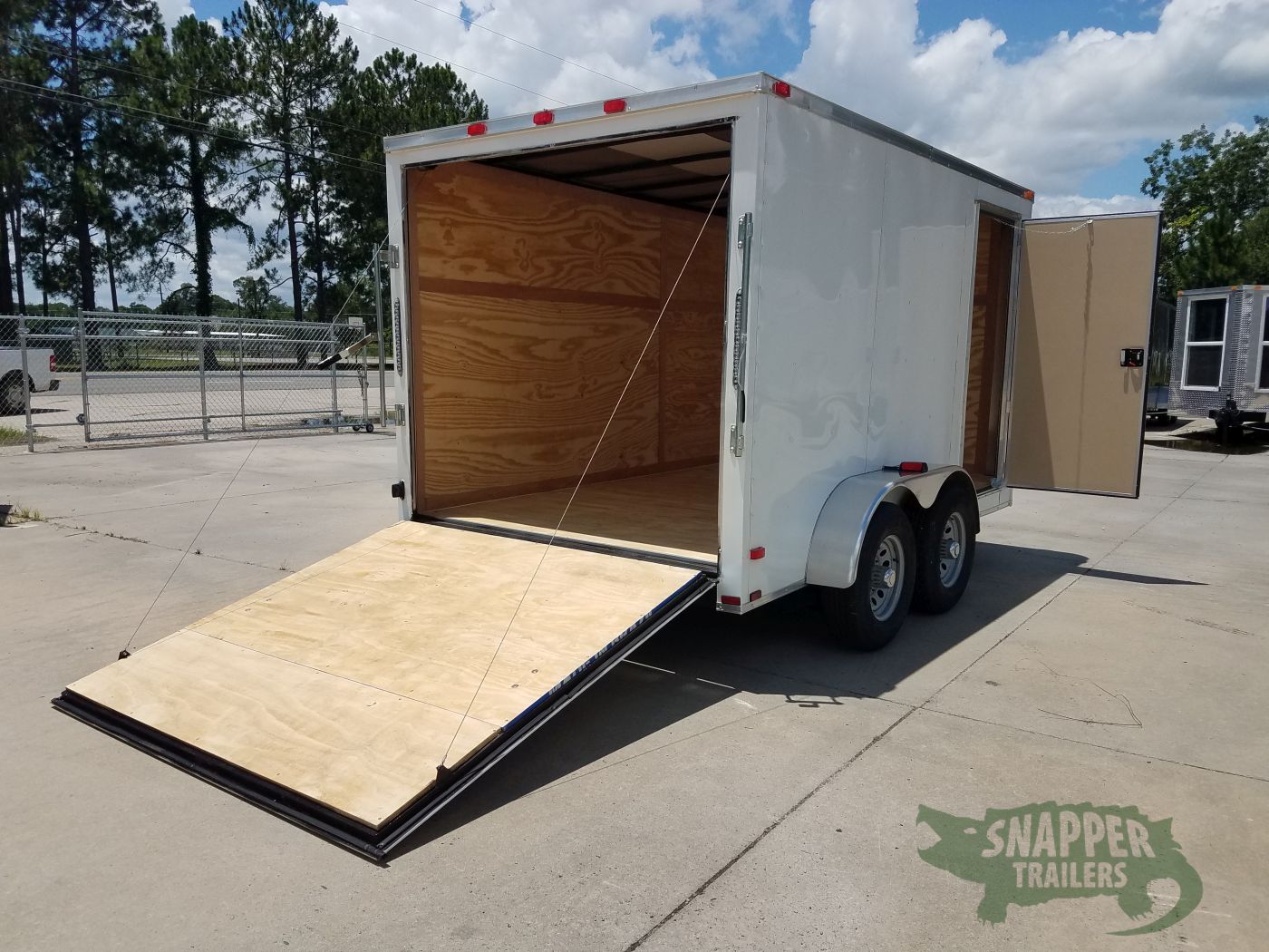 Quality Cargo 7x12 TA Trailer - White, Flat Ront, Ramp, Side Door, 5200 lbs Axles, Extra Height - Image 8