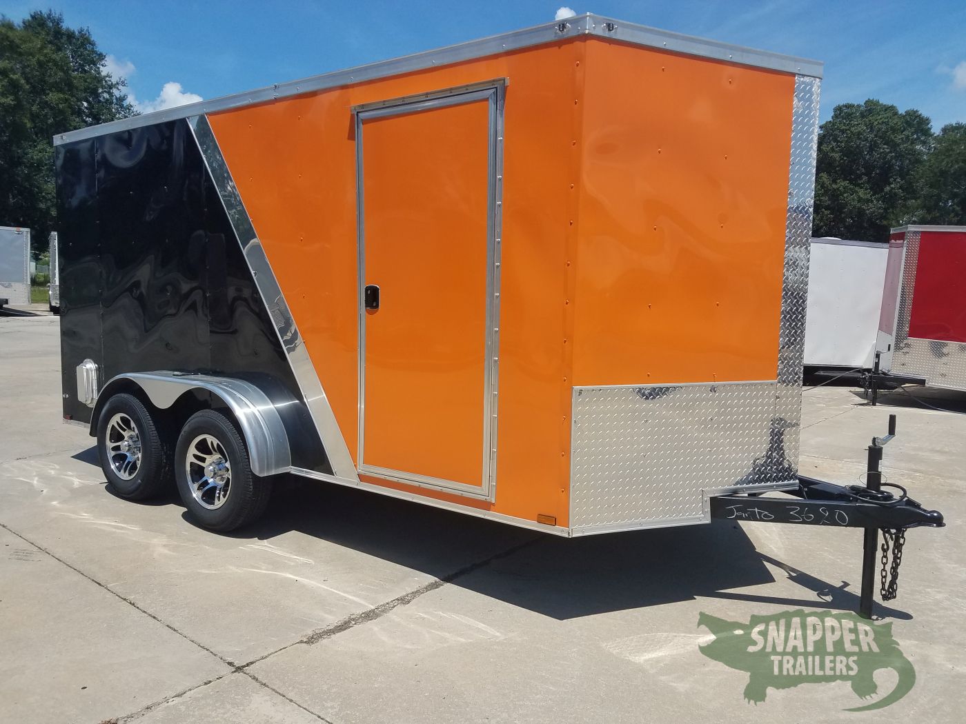 Quality Cargo 7x14 TA Trailer - Orange and Black, Ramp, Side Door, Extra Height, Side Vents and Mag Wheels - Image 12