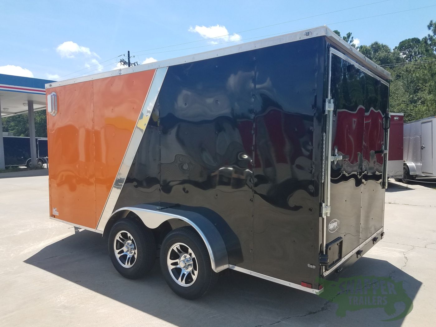 Quality Cargo 7x14 TA Trailer - Orange and Black, Ramp, Side Door, Extra Height, Side Vents and Mag Wheels - Image 5