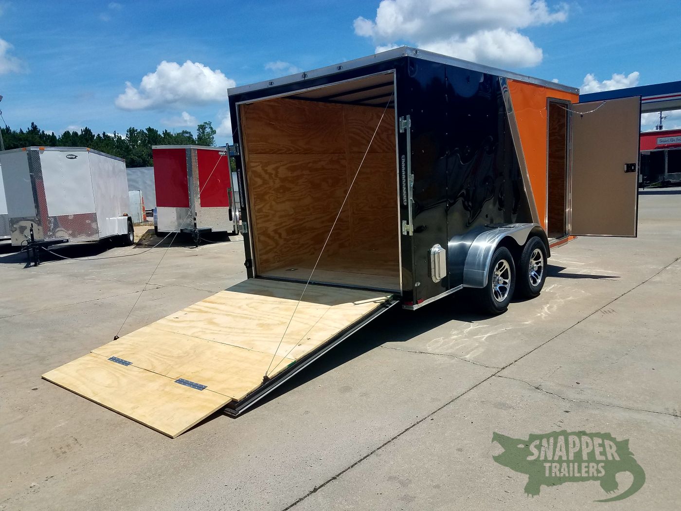 Quality Cargo 7x14 TA Trailer - Orange and Black, Ramp, Side Door, Extra Height, Side Vents and Mag Wheels - Image 8