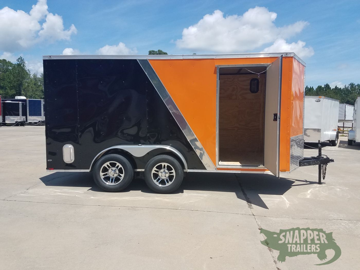 Quality Cargo 7x14 TA Trailer - Orange and Black, Ramp, Side Door, Extra Height, Side Vents and Mag Wheels - Image 10