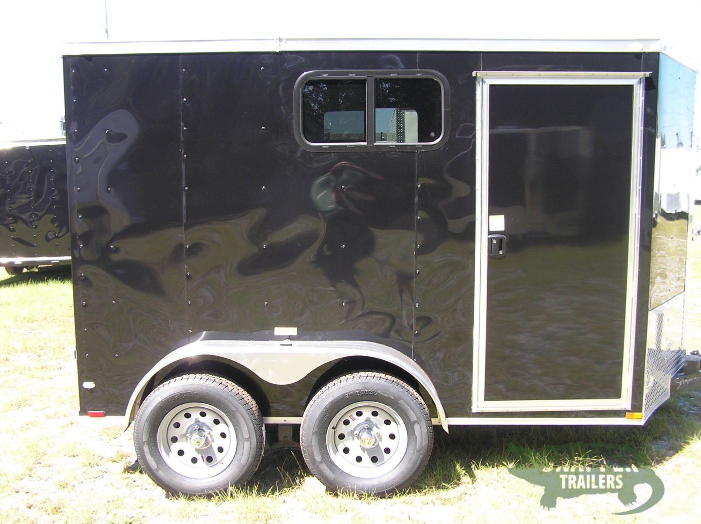 Quality Cargo 6x10 TA Trailer - Black, Double Barn Doors, Side Door, Extra Height, Windows
