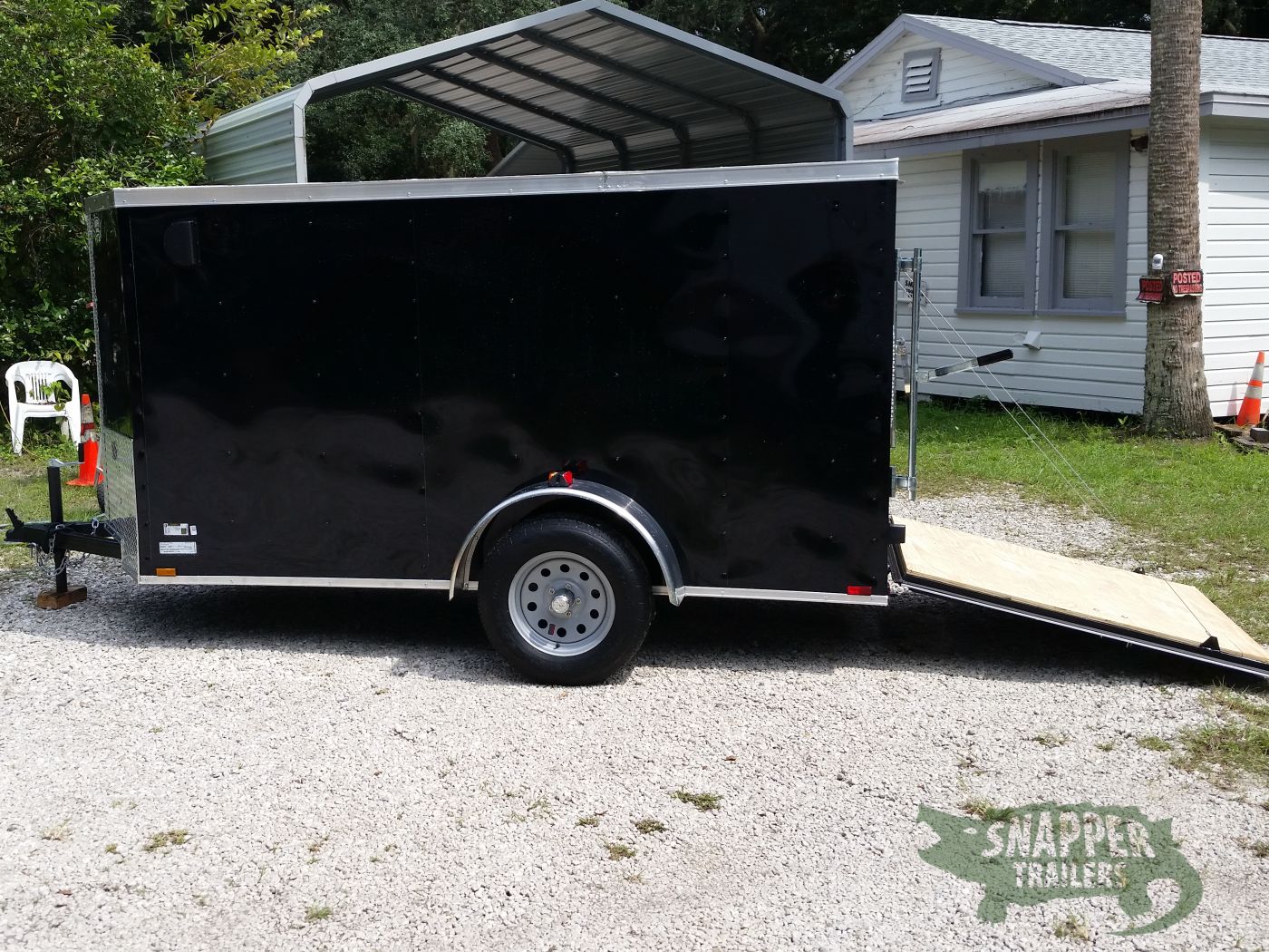 Quality Cargo 5x10 SA Trailer - Black, Ramp, Side Door, Side Vents - Image 3
