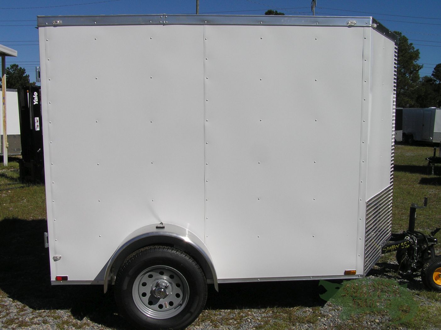 Quality Cargo 6x8 SA Trailer - White, Double Barn Doors, Extra Height
