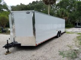 Alternative view of Quality Cargo 8.5x28 TA Trailer - White, Ramp, Side Door, D-Rings, 5K Axles