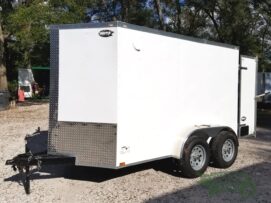 Alternative view of Quality Cargo 6x10 TA Trailer - White, Double Barn Doors, Side Door, Extra Height, Bar Lock