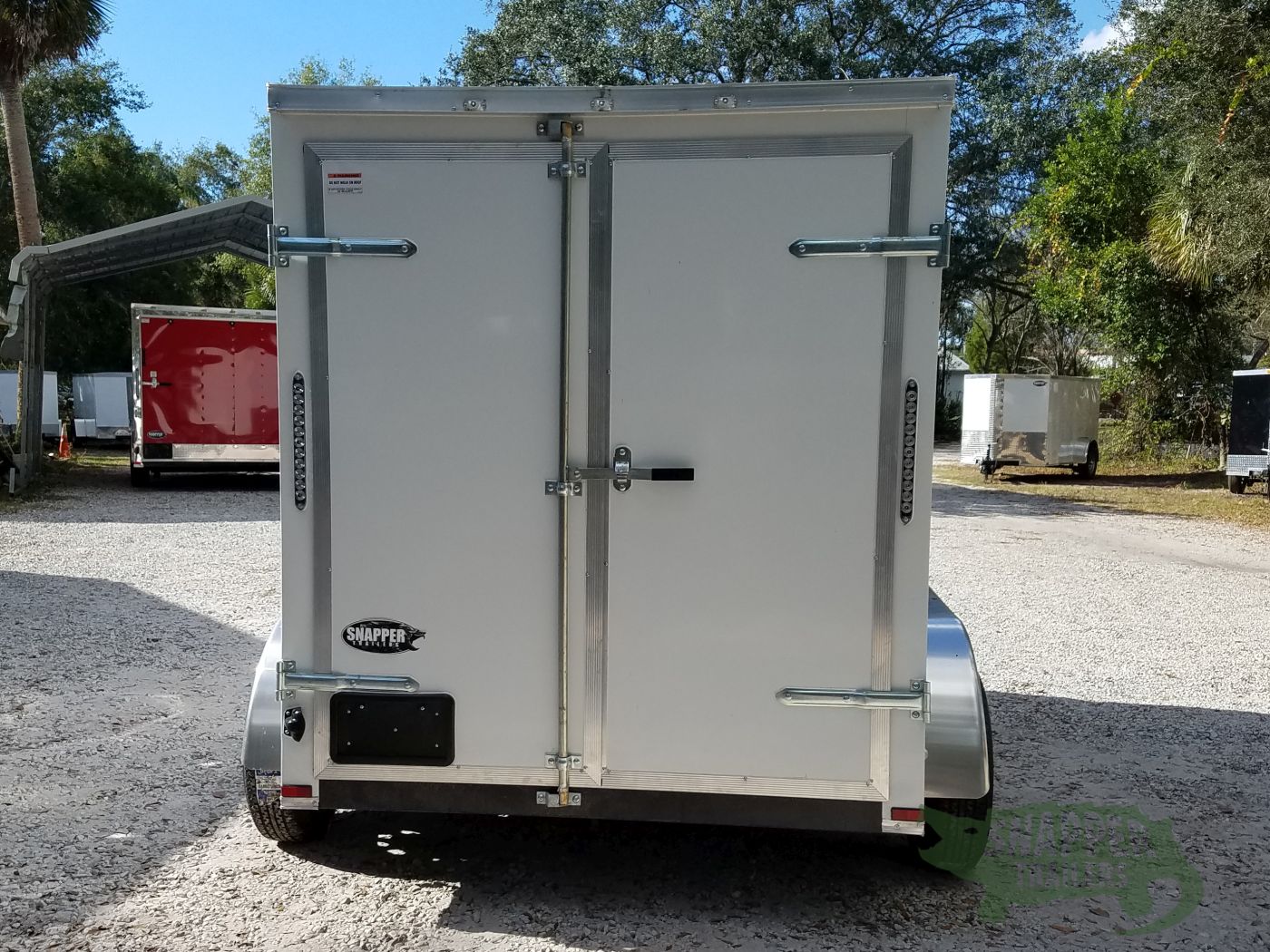 6x10 TA Trailer White, Double Barn Doors, Side Door, Extra Height