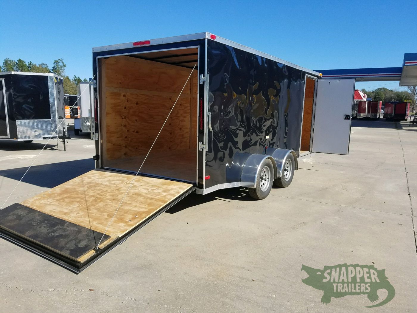 South Georgia Cargo 7x16 TA Trailer - Black, Ramp, Side Door, Split Axles - Image 9