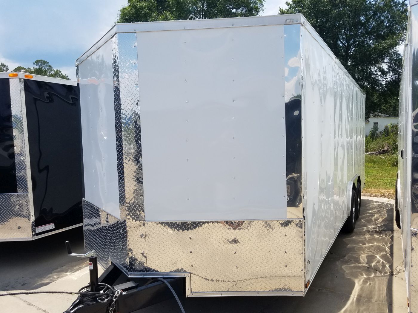 8 5x20 Ta Trailer White Ramp 4ft Side Door D Rings 5k Axles And Radials