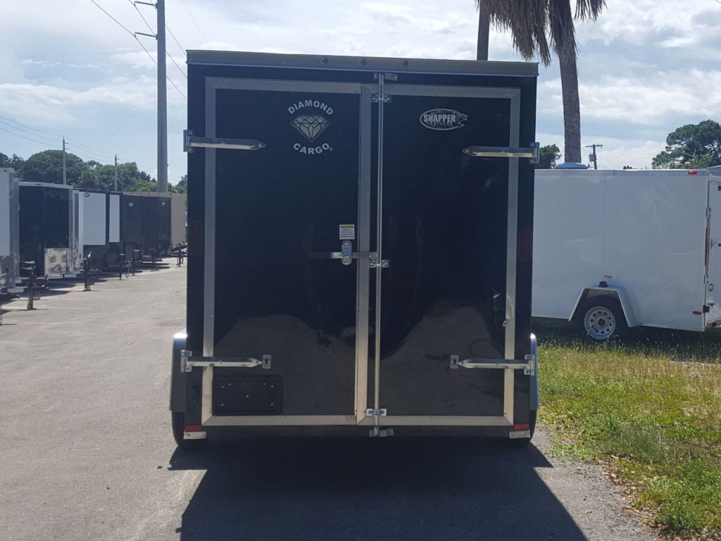 6x12 SA Trailer Black, Barn Doors, Side Door, Extra Height Snapper
