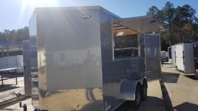 South Georgia Cargo 7x12 TA Trailer - Silver Frost, Barn Doors, Side Door, Concession Door, Extra Height - Image 2