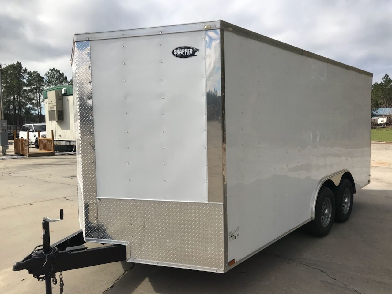 8.5x16 TA Trailer - White, Ramp, Side Door, D-Rings, 5K ...