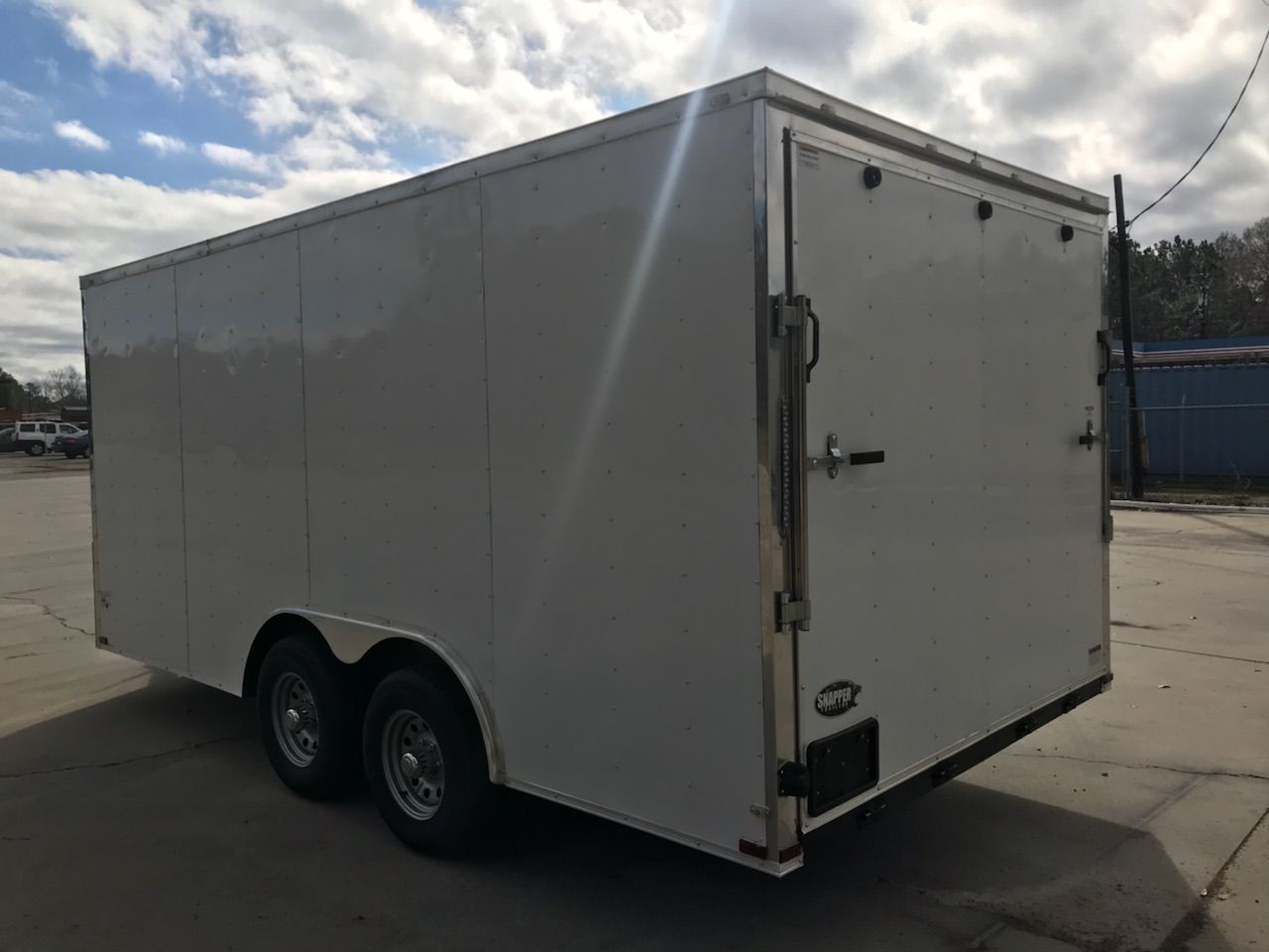 8.5x16 TA Trailer - White, Ramp, Side Door, D-Rings, 5K ...