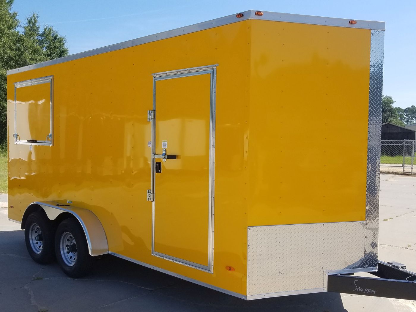 Freedom Trailers 7x16 TA Trailer - Yellow, Side Door, Extra Height, 5K Axles, Electrical, Concession, Finished Interior - Image 14