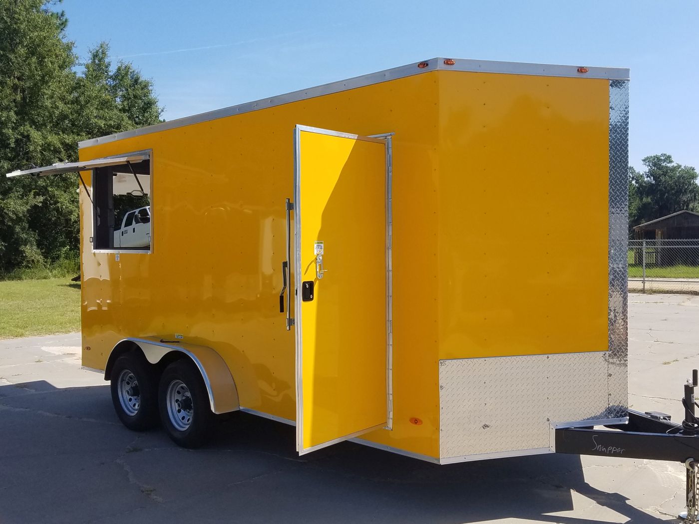Freedom Trailers 7x16 TA Trailer - Yellow, Side Door, Extra Height, 5K Axles, Electrical, Concession, Finished Interior - Image 12