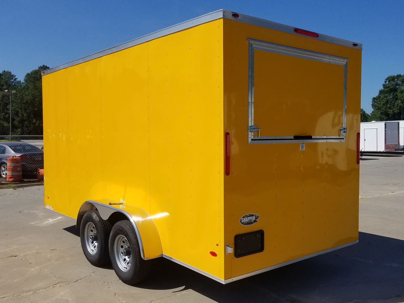 Freedom Trailers 7x16 TA Trailer - Yellow, Side Door, Extra Height, 5K Axles, Electrical, Concession, Finished Interior - Image 6