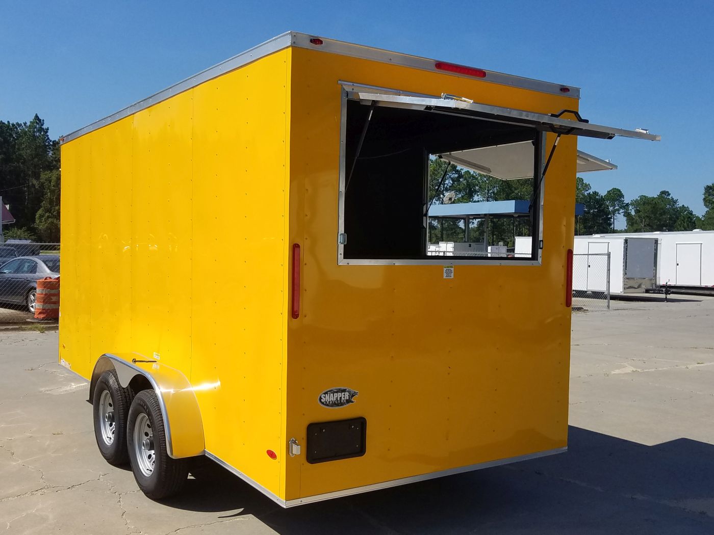 Freedom Trailers 7x16 TA Trailer - Yellow, Side Door, Extra Height, 5K Axles, Electrical, Concession, Finished Interior - Image 5