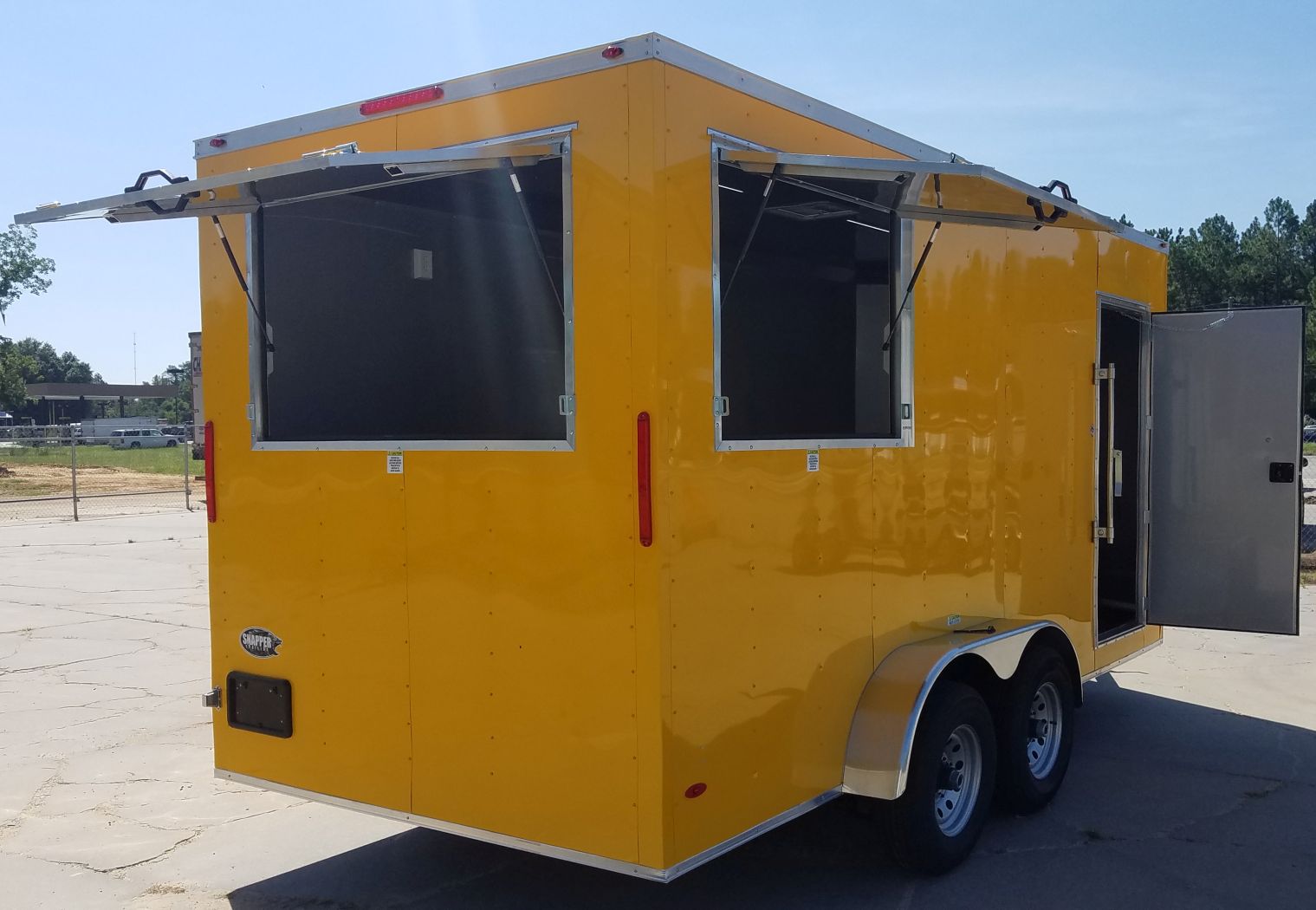 Freedom Trailers 7x16 TA Trailer - Yellow, Side Door, Extra Height, 5K Axles, Electrical, Concession, Finished Interior - Image 9