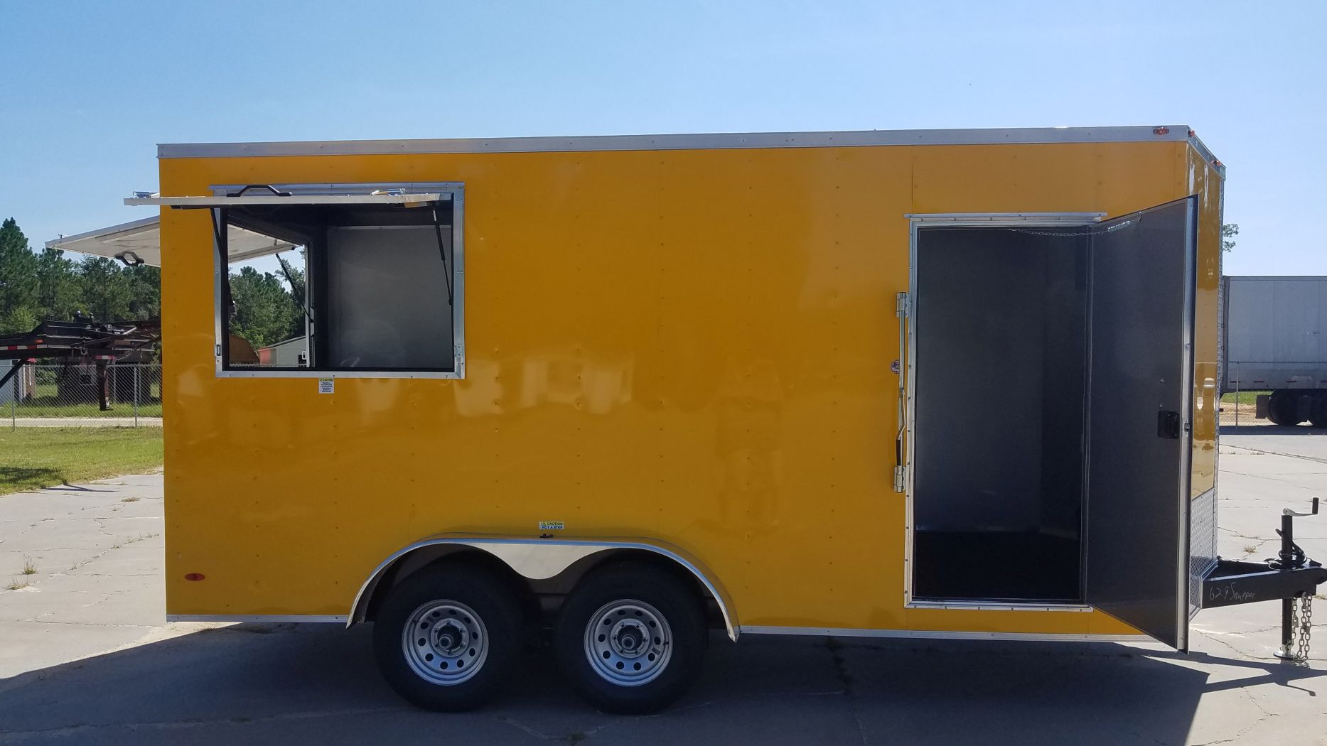 Freedom Trailers 7x16 TA Trailer - Yellow, Side Door, Extra Height, 5K Axles, Electrical, Concession, Finished Interior - Image 10