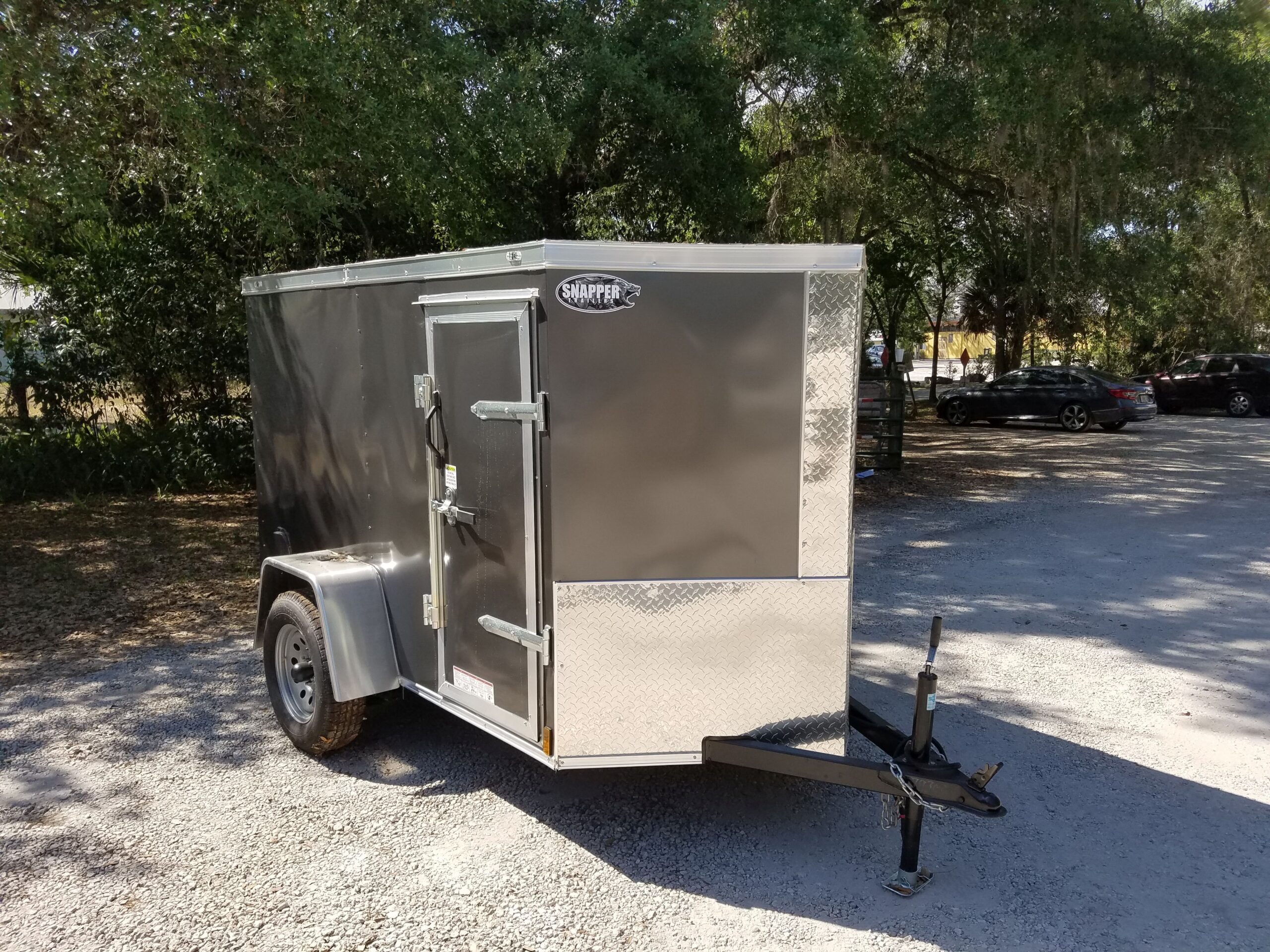 Diamond Cargo 5x8 SA Trailer - Charcoal Gray, Ramp, Side Door