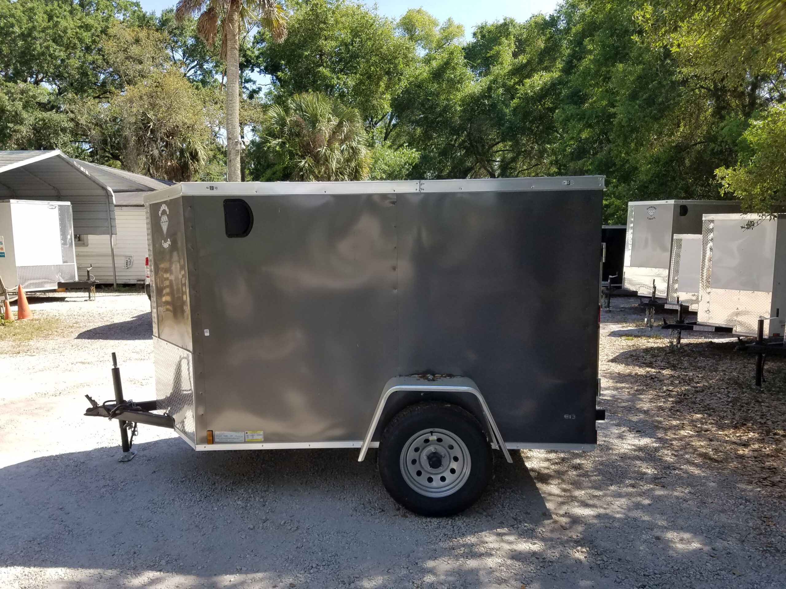 Diamond Cargo 5x8 SA Trailer - Charcoal Gray, Ramp, Side Door - Image 11