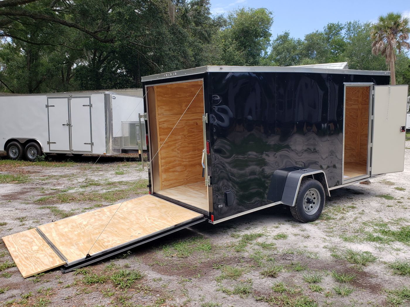 6x14 SA Trailer - Black, Ramp, Side Door, Extra Height | Snapper Trailers