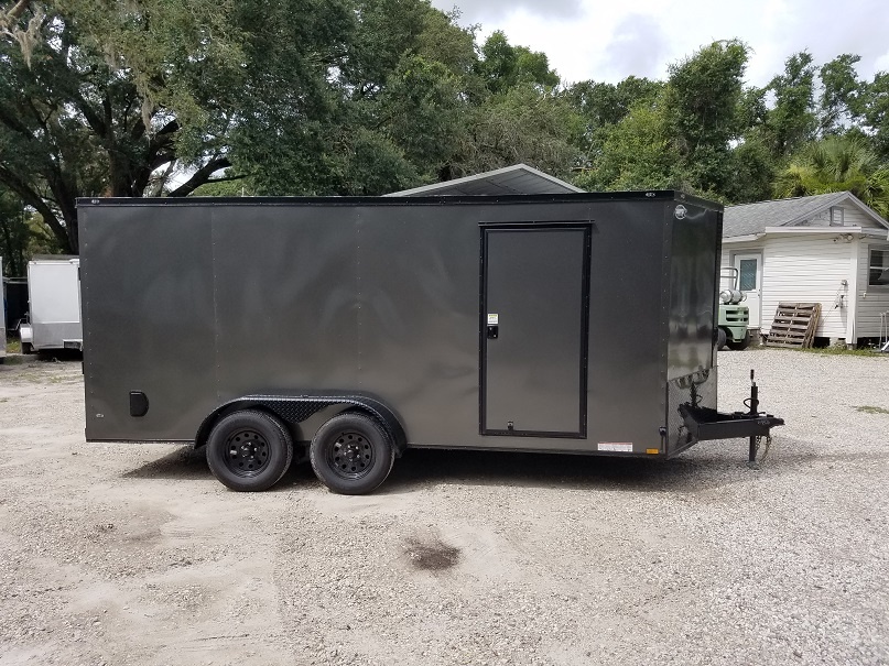 7x16 Ta Trailer Charcoal Ramp Side Door Extra Height Blackout Snapper Trailers