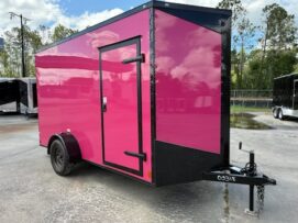 Douglas Trailers  6x12SA2L - Pink .080 Poly, R, RV, 4x12in Ext Fld Dwn Shf, 3x4 Conc Door, Roof Vent, Stab Jacks, 2x4 Mainframe, +12 Height, Blackout Pkg