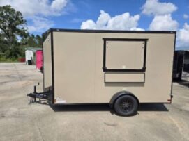Douglas Trailers  6x12SA2L - Desert .080 Poly, R, RV, 4x12in Ext Fld Dwn Shf, 3x4 Conc Door, Stab Jacks, +12 Height, Blackout Pkg
